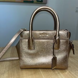 Kate Spade Metallic Rose Gold Handbag with Removable Strap